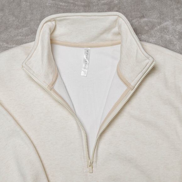 Fabletics Cozy Fleece 1/2 Zip Oatmeal Heather Mock Neck Sweatshirt Size XL NEW - Picture 3 of 13